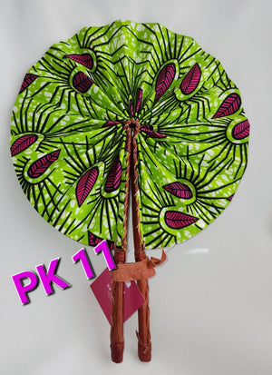 Pink & Green African print Fans