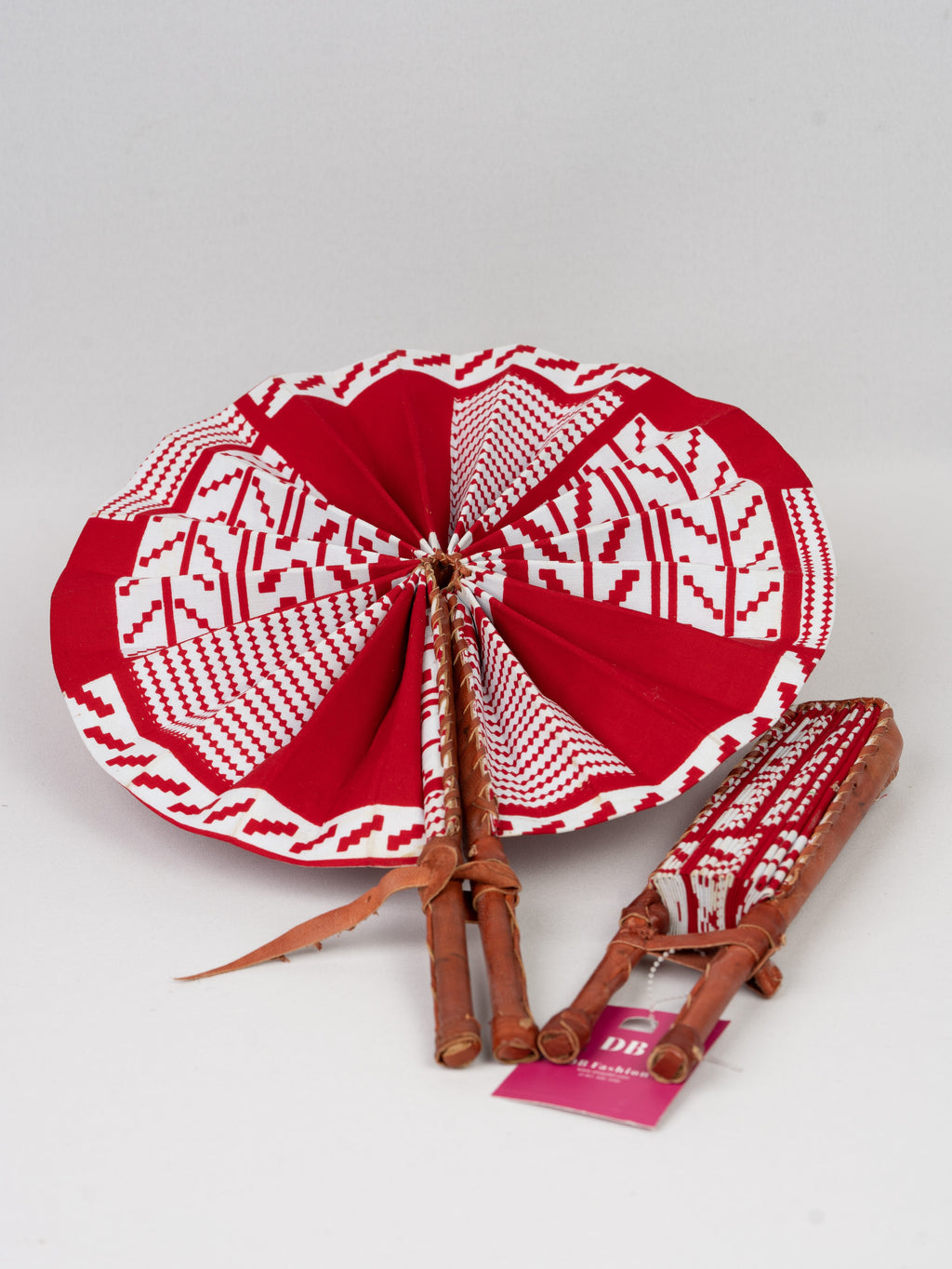 Red & White Ankra Print Fan