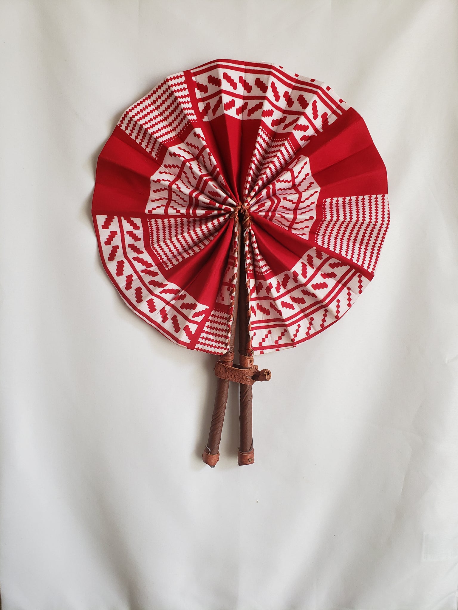 Red & White Ankra Print Fan