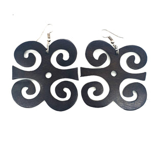 Headcrafted Adinkra symbol wooden Earring