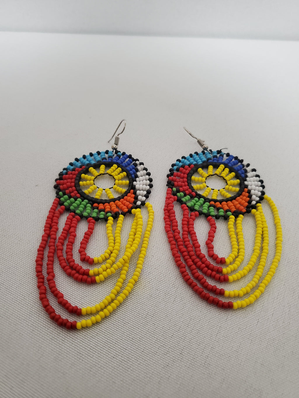 Beaded Earring-Yellow & Red