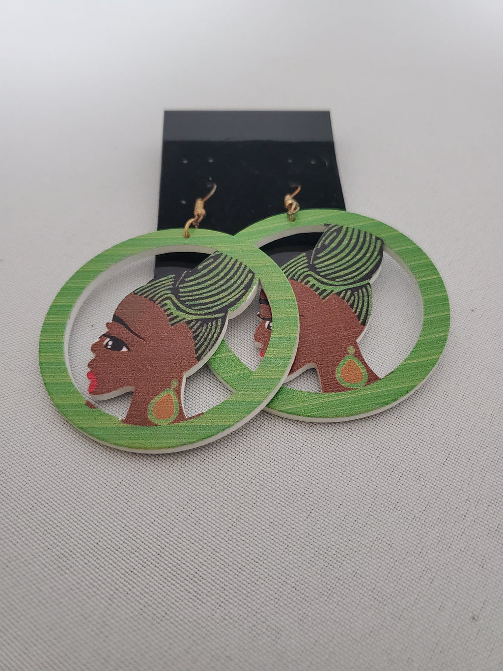 Hand painted Wooden Earring- Green