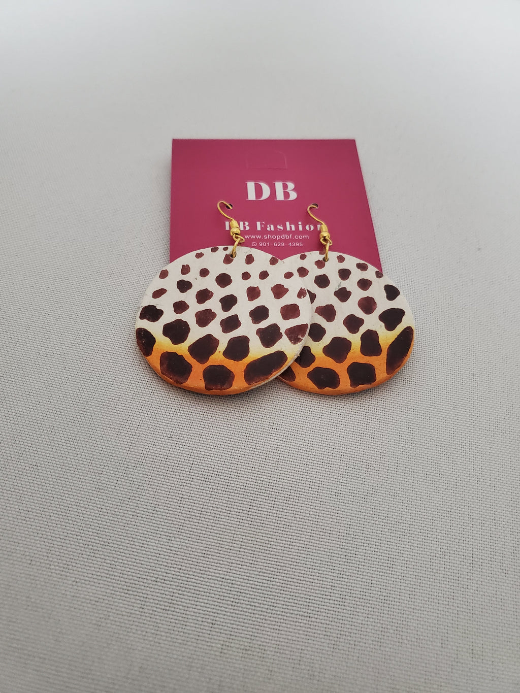 Hand painted Wooden Earring- Leopard