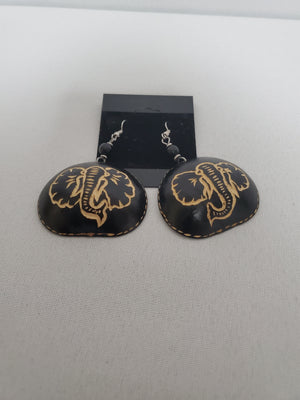 Hand painted  elephant calabash Earring