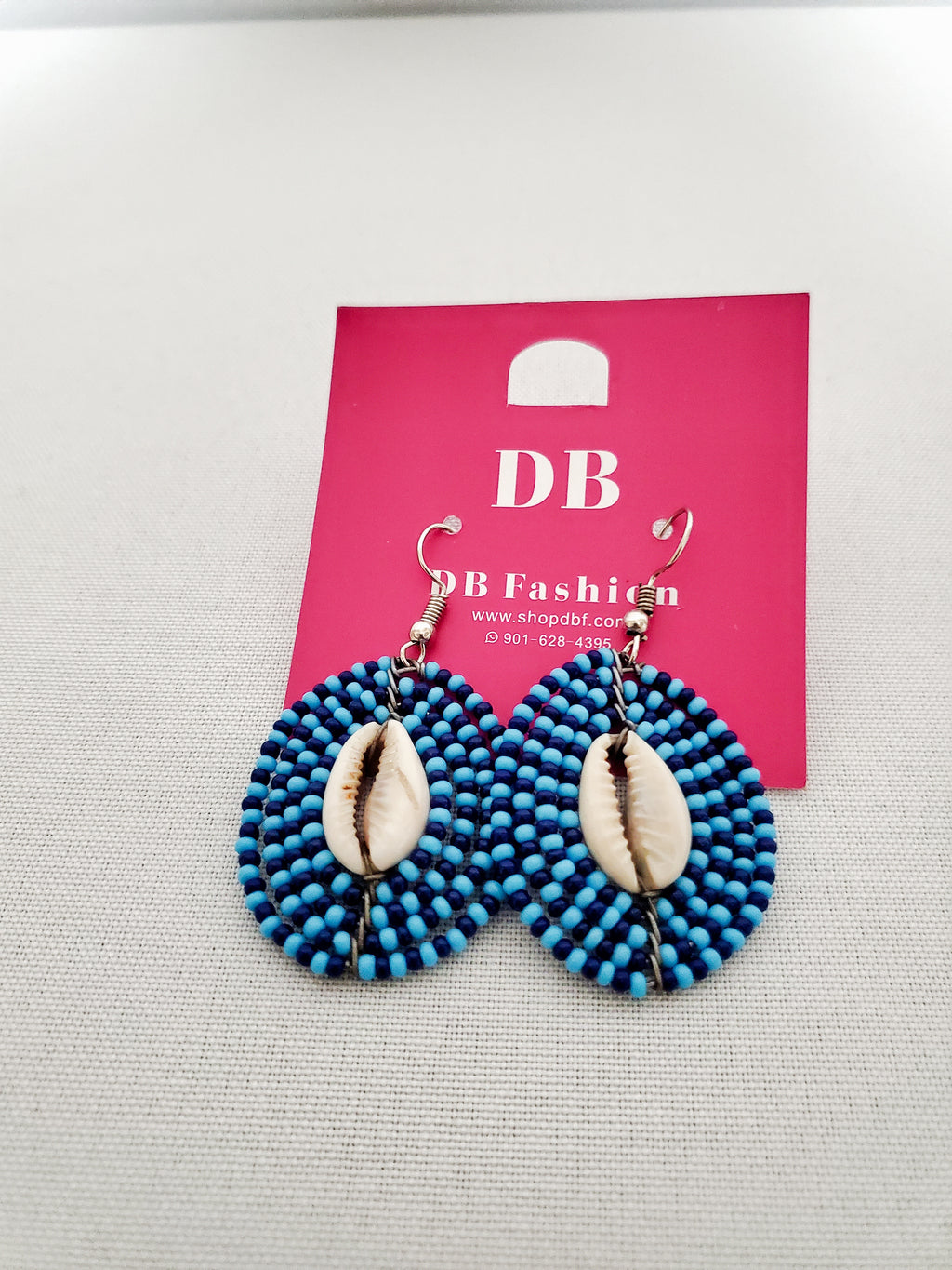 Shell Beaded Earring-Blue