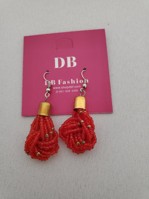 Beaded Earring- Red