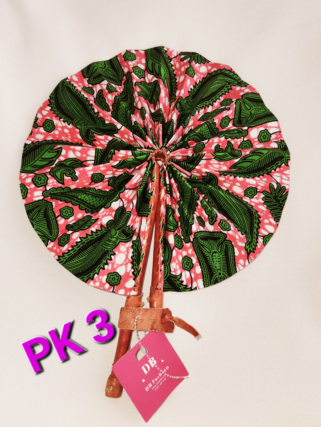 Pink & Green African print Fans