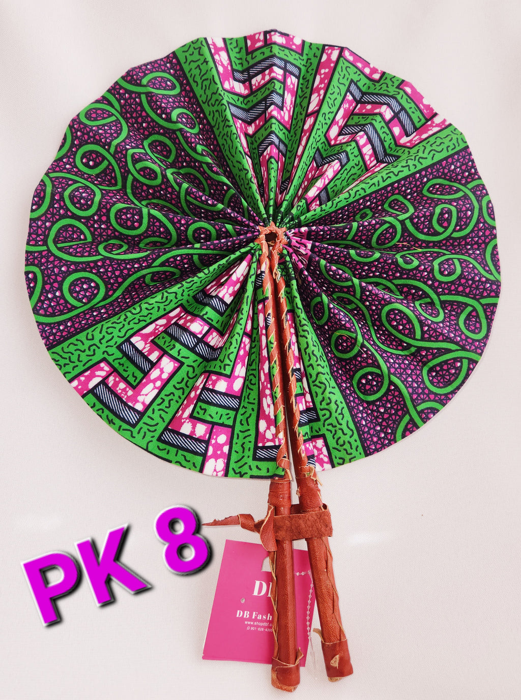 Pink & Green African print Fans