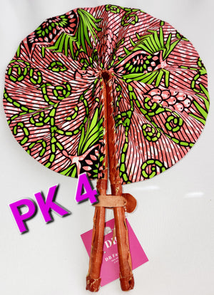 Pink & Green African print Fans