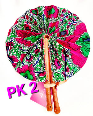 Pink & Green African print Fans