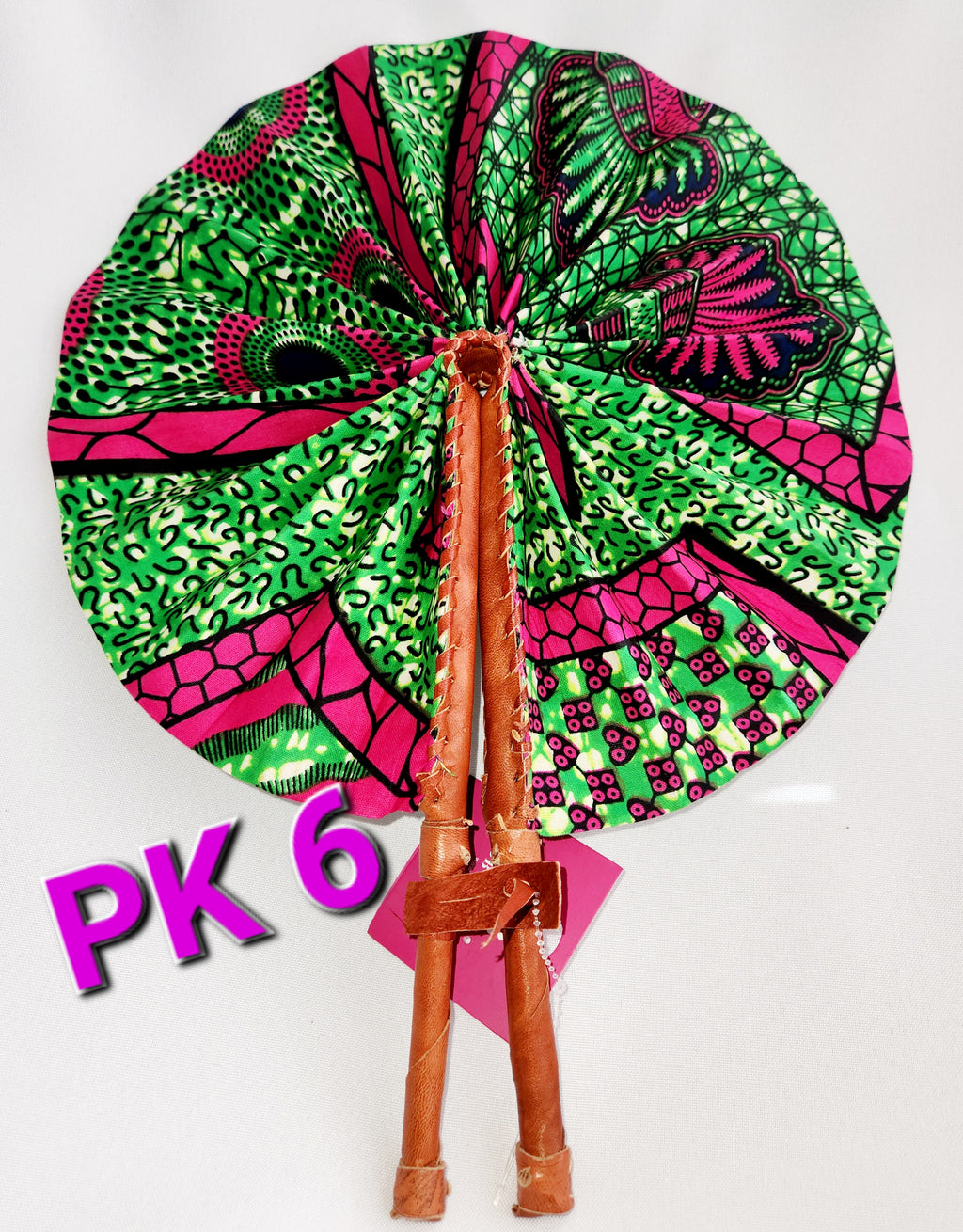 Pink & Green African print Fans