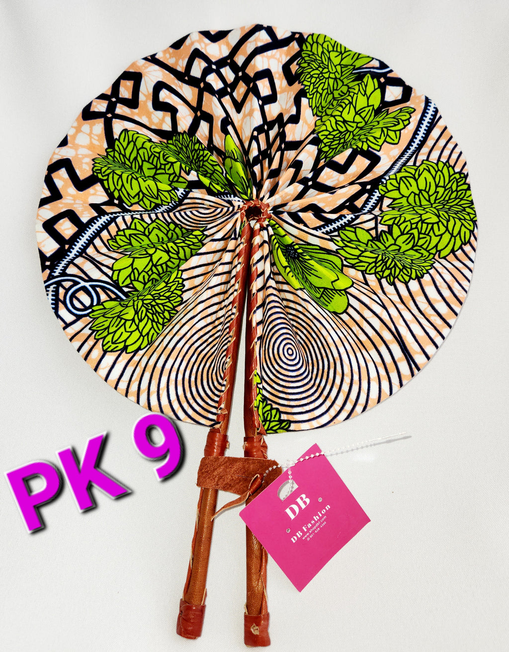 Pink & Green African print Fans