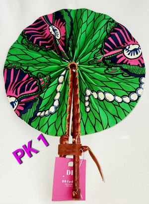 Pink & Green African print Fans