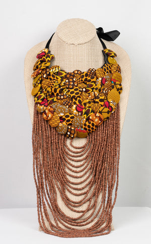 African Print fabric button & Beaded Jewelry