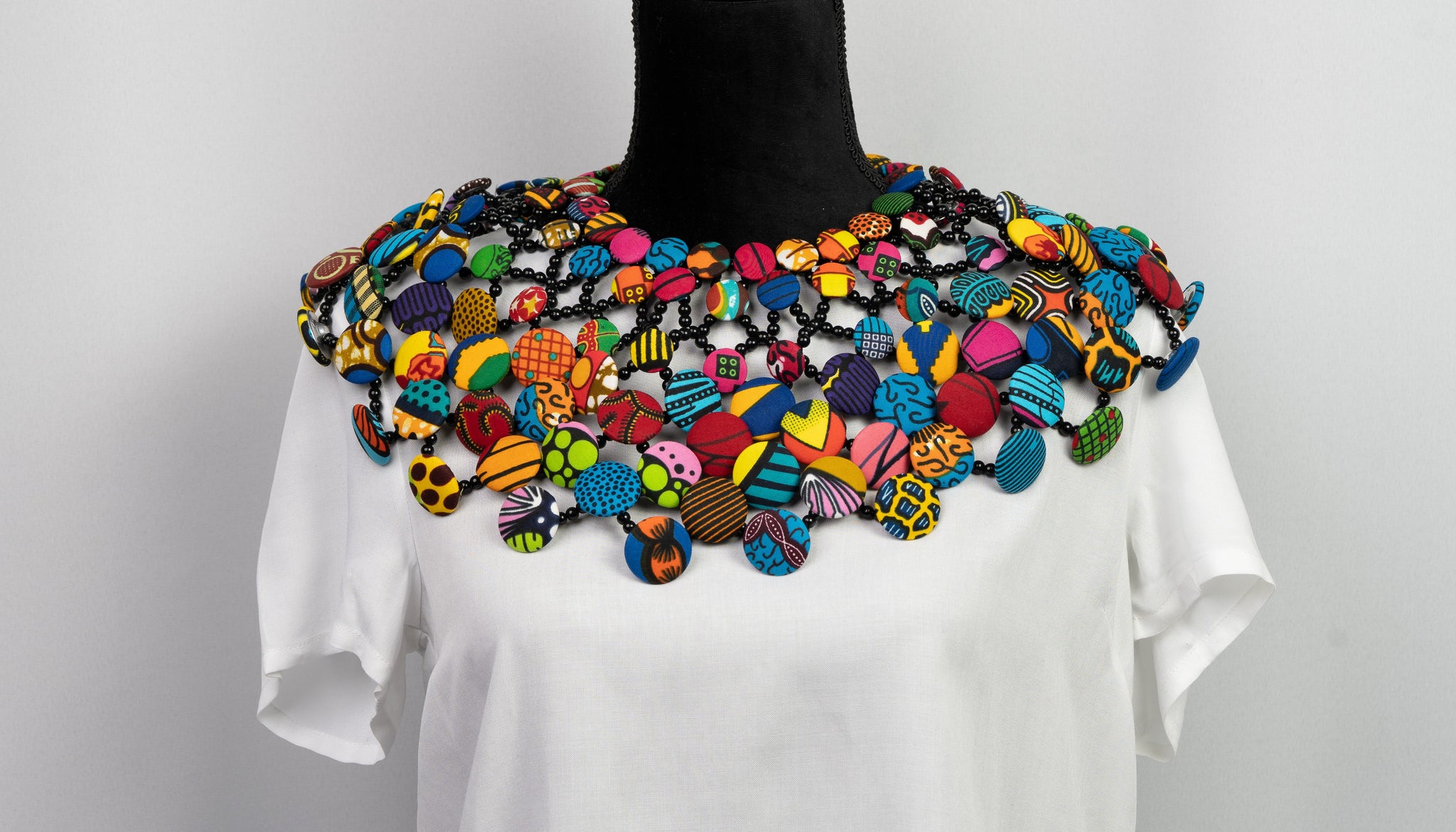 African on sale button necklace