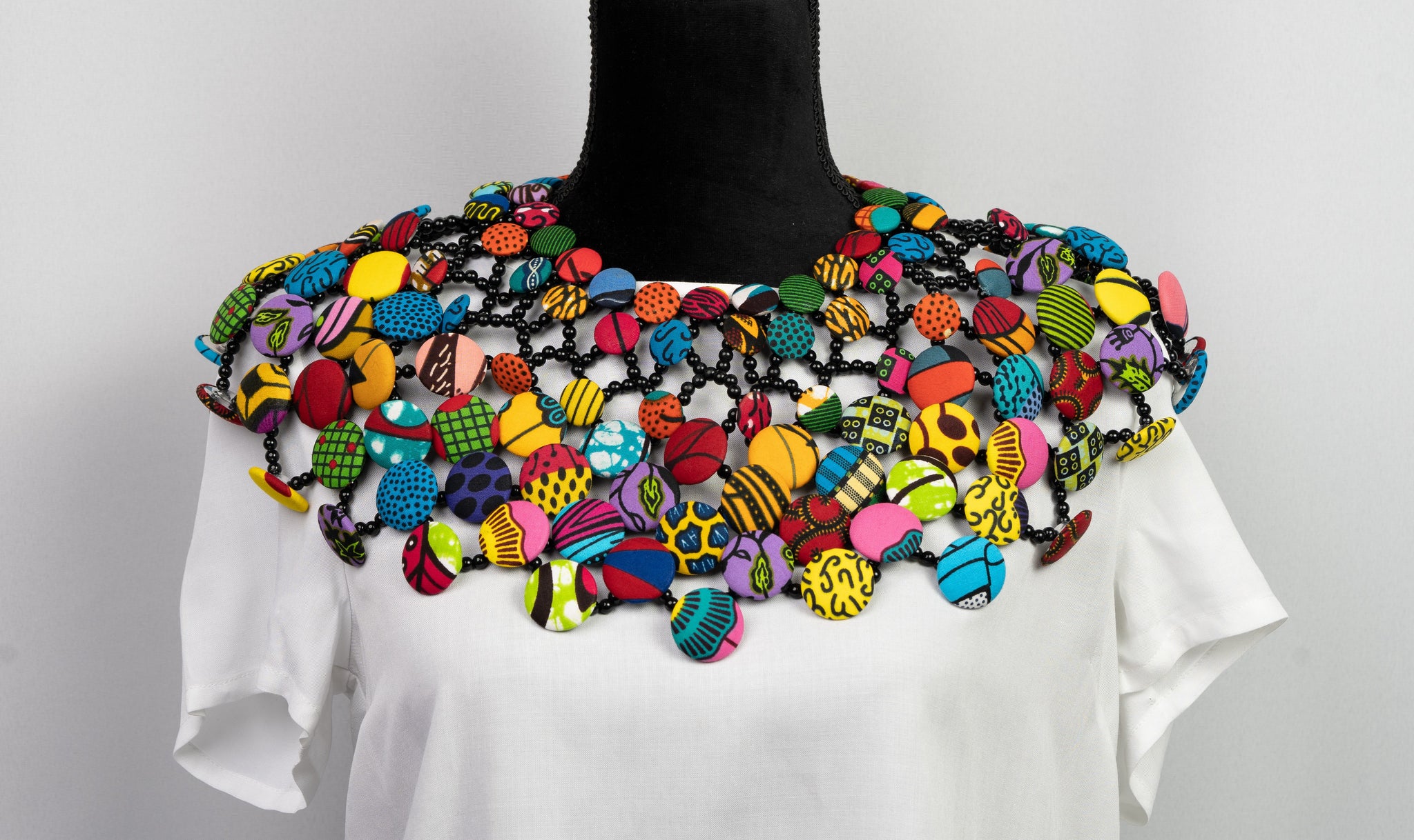 African Print Button Cape  Necklace