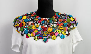 African Print Button Cape  Necklace