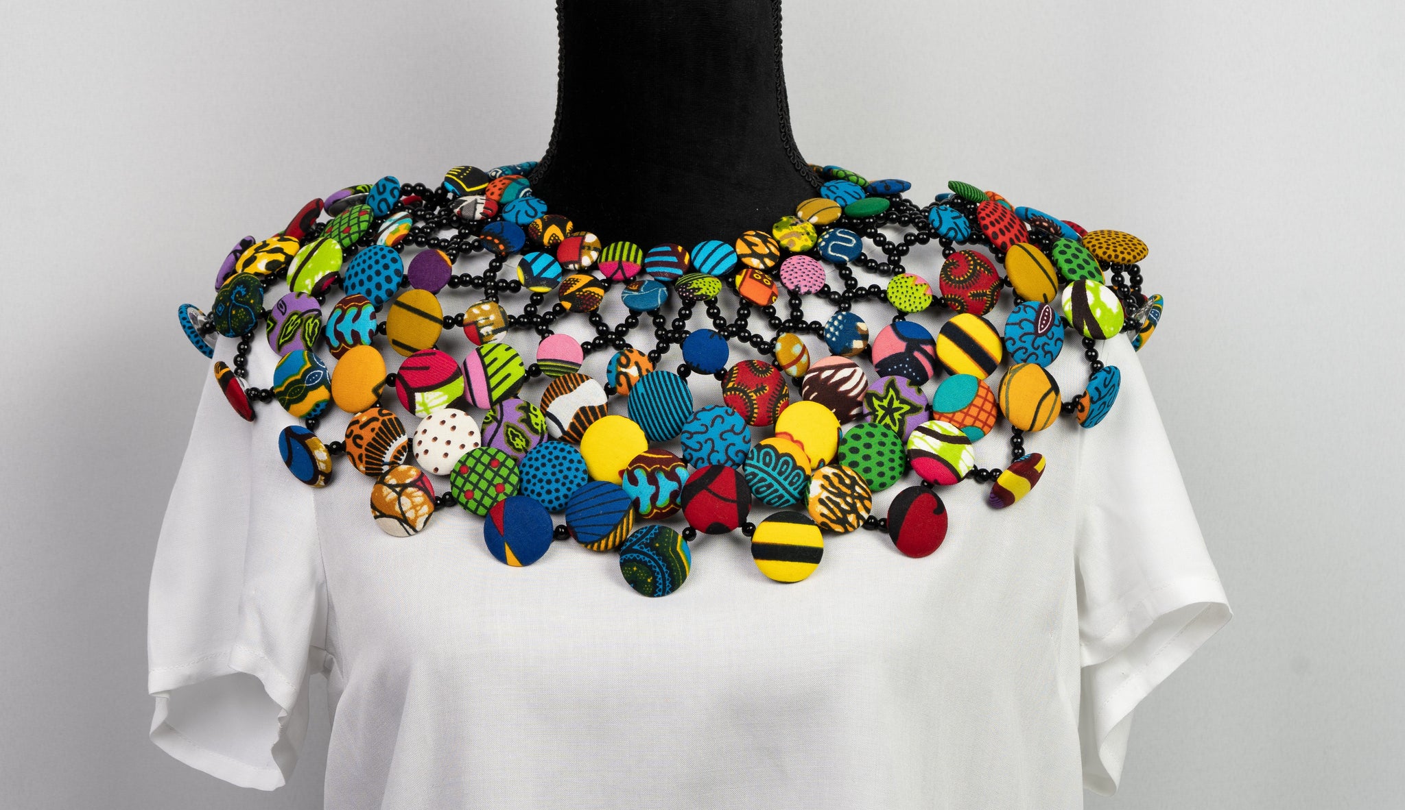 African Print Button Cape  Necklace