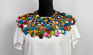 African Print Button Cape  Necklace