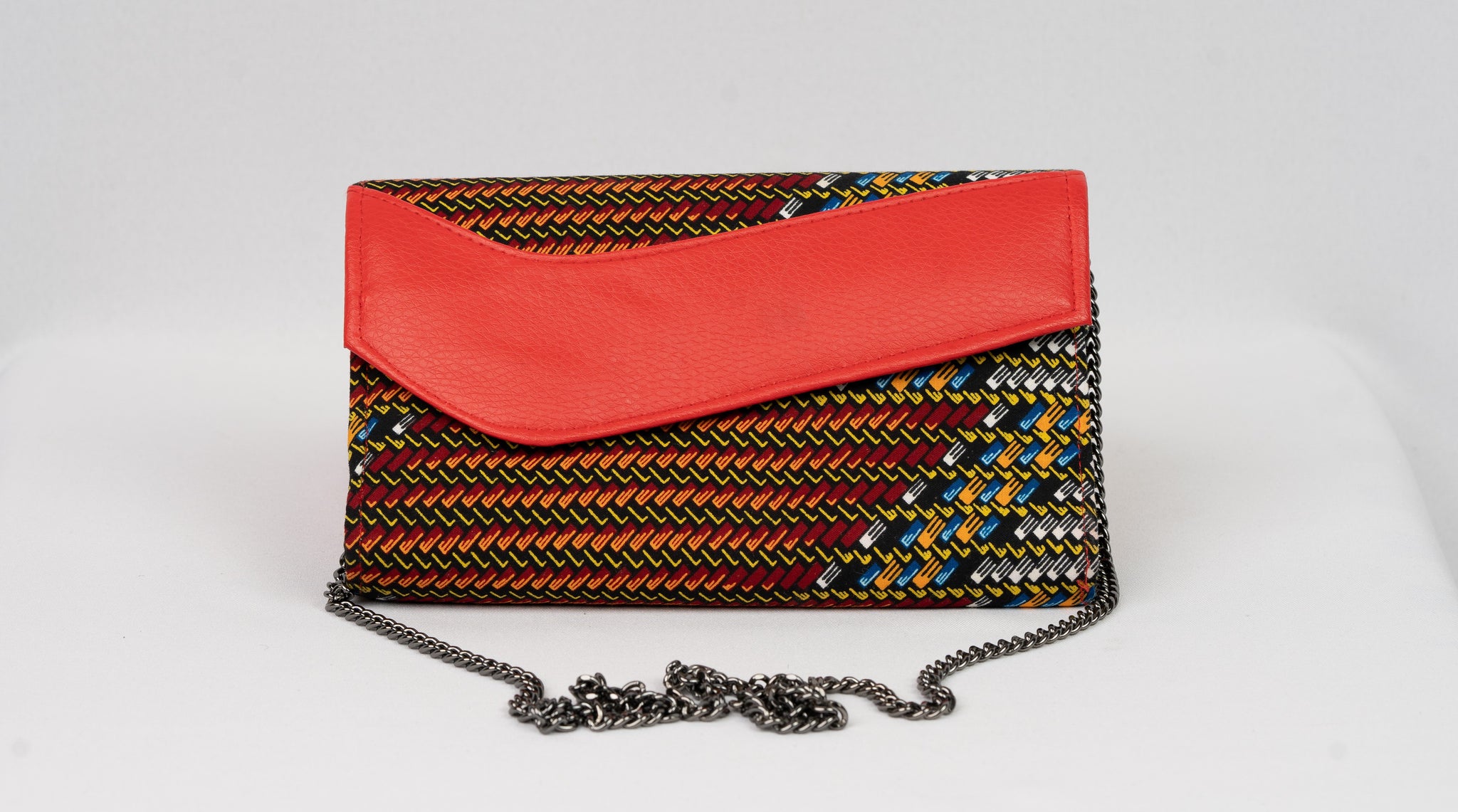 African Handmade Clutch with chain