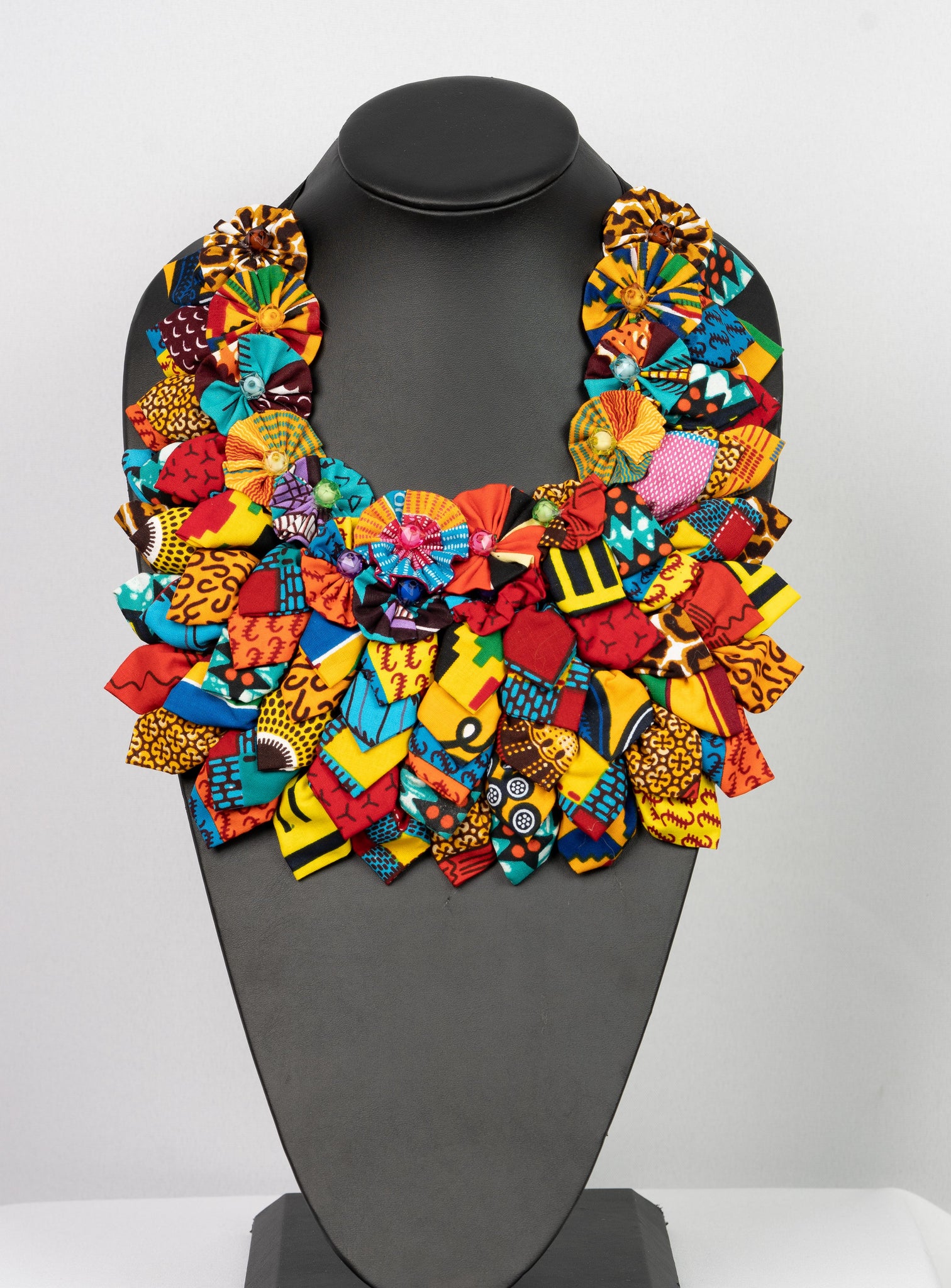 African print flower necklace