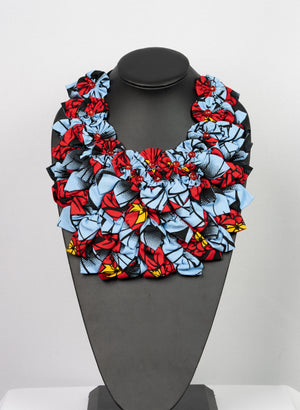 African print flower necklace