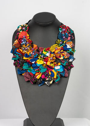 African print flower necklace