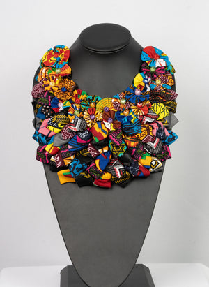 African print flower necklace