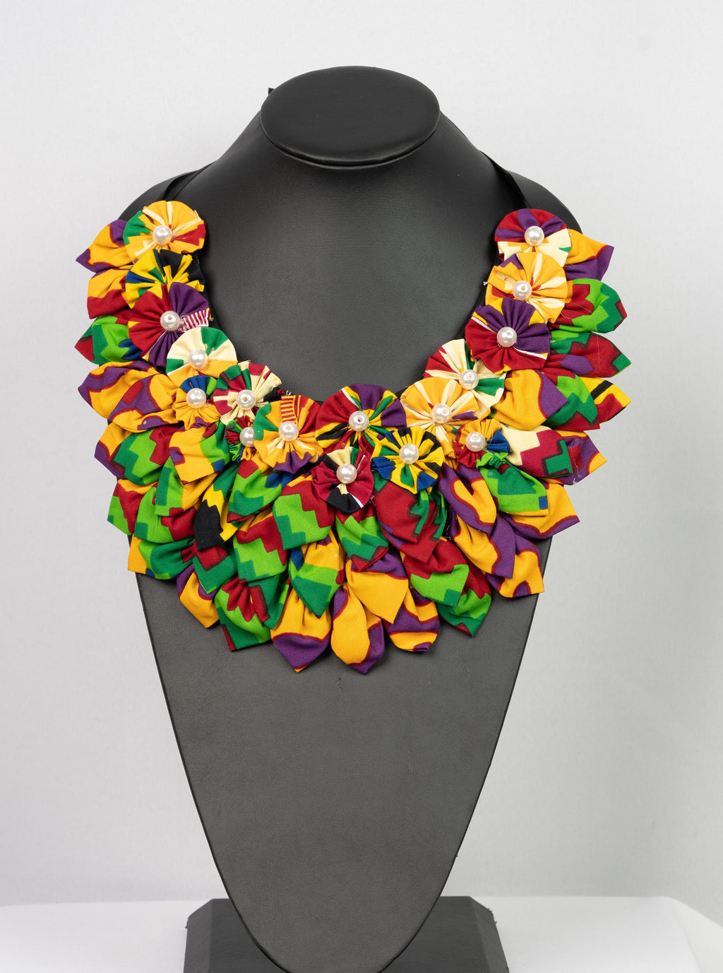 African print flower necklace