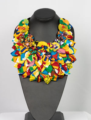 African print flower necklace