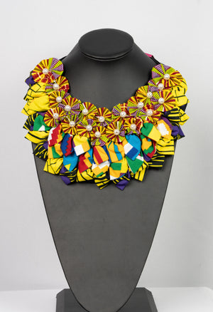 African print flower necklace