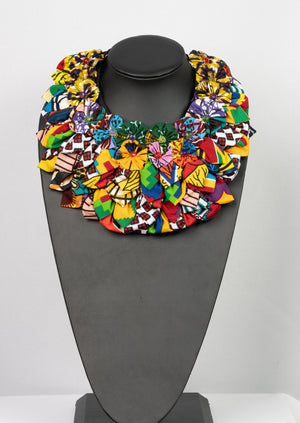 African print flower necklace