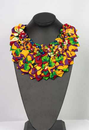 African print flower necklace