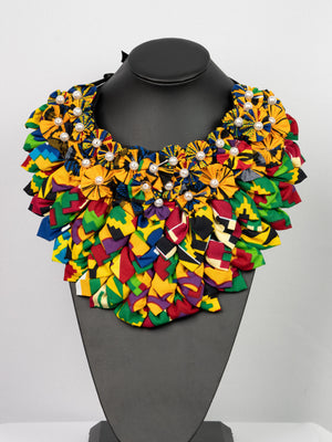 African print flower necklace