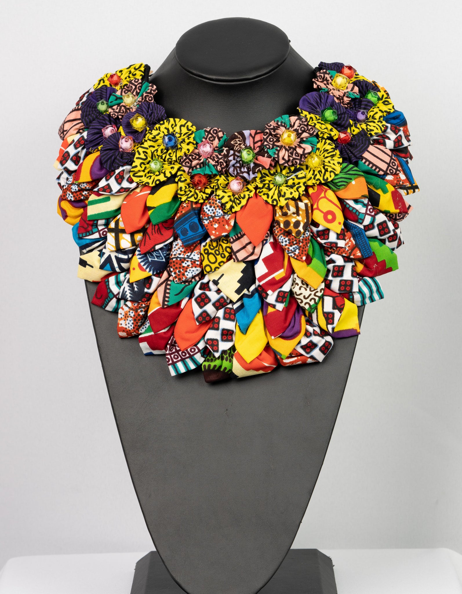 African print flower necklace