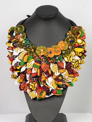 African print flower necklace