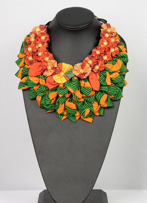 African print flower necklace