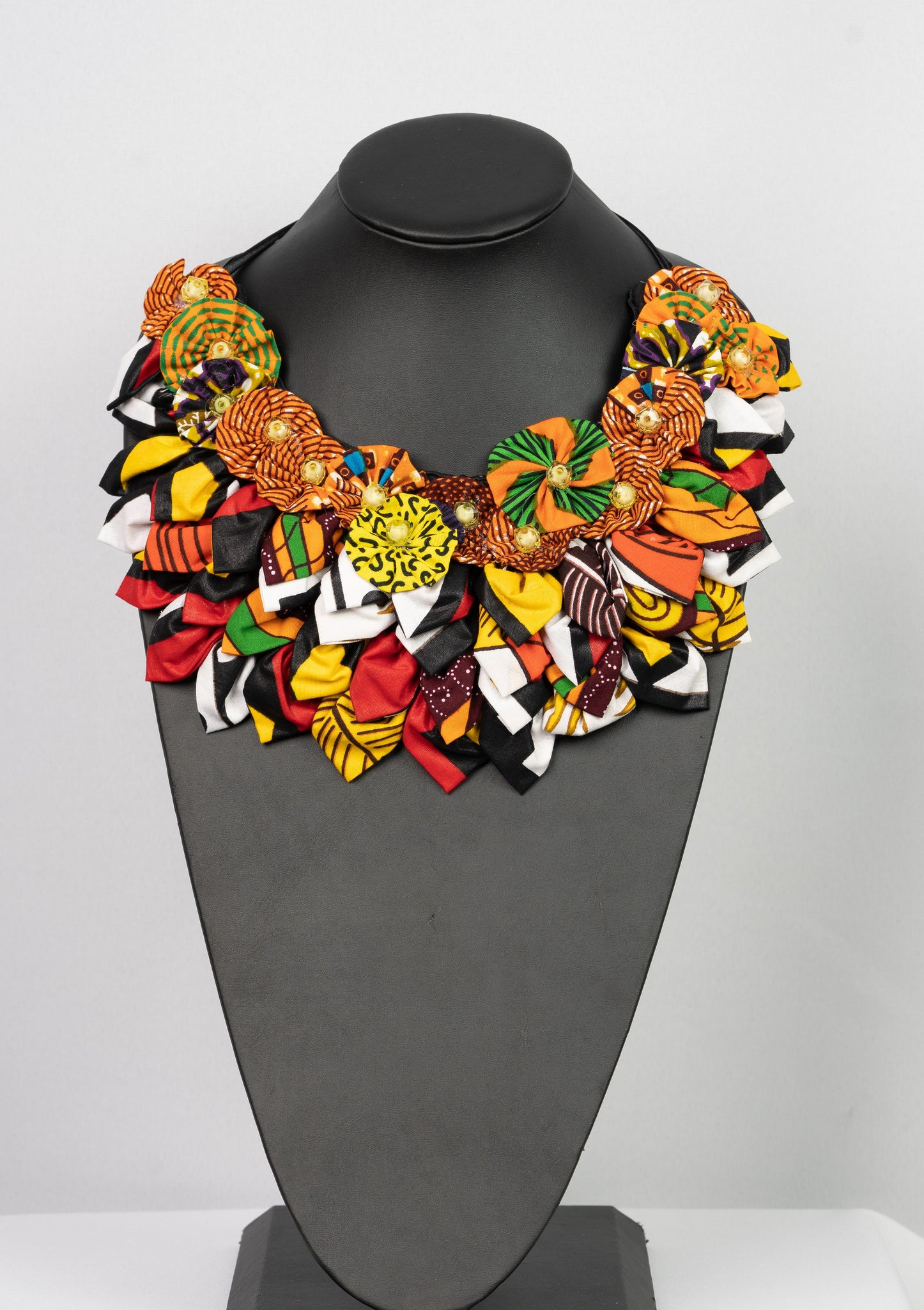 African print flower necklace