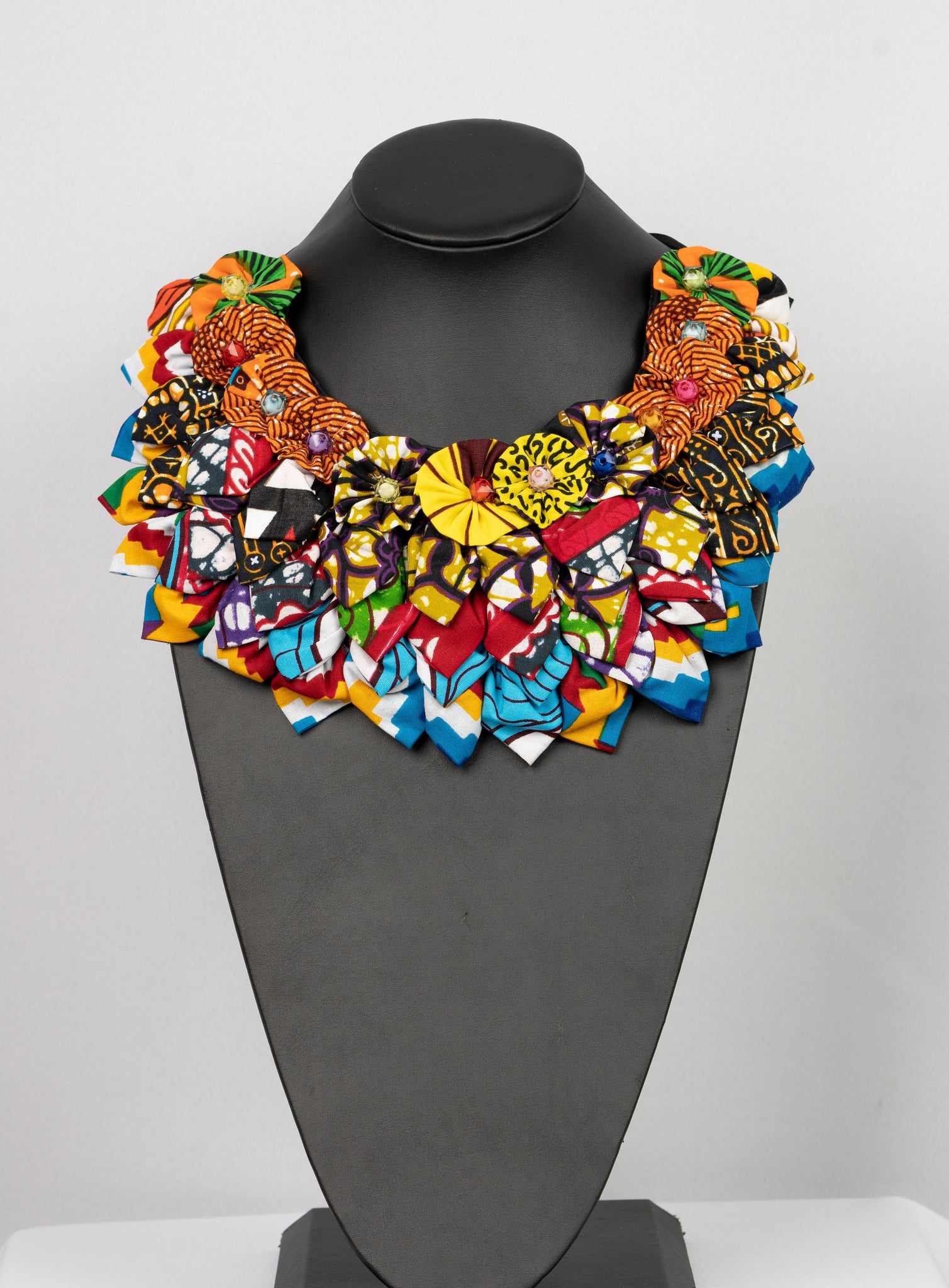 African print flower necklace