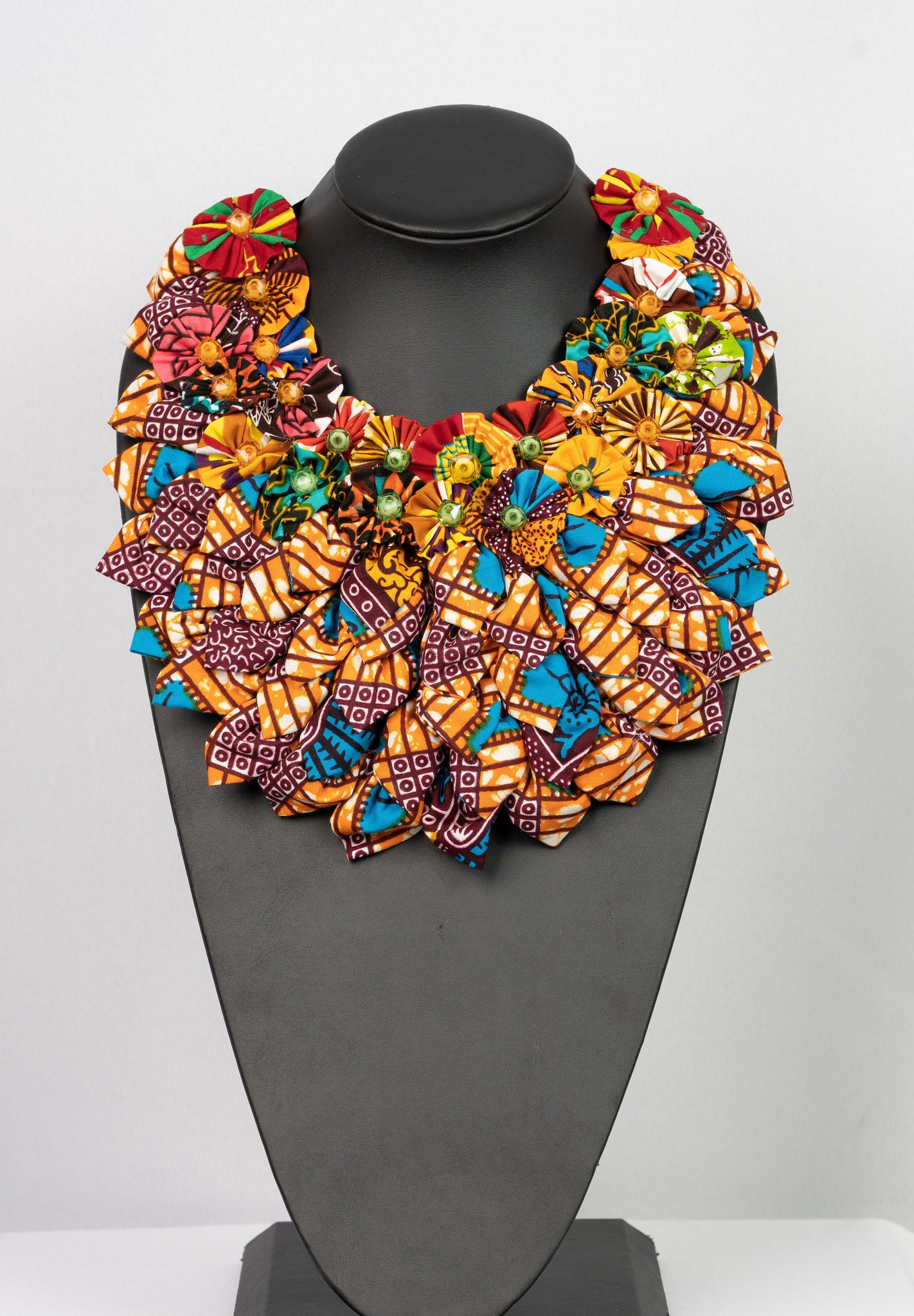 African print flower necklace