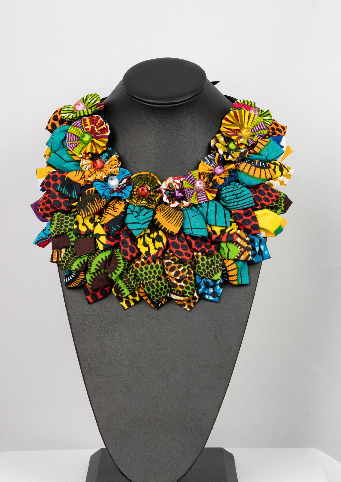 African print flower necklace