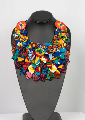 African print flower necklace