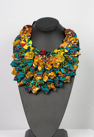 African print flower necklace