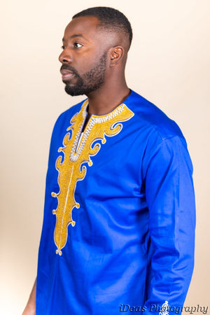 African Men's long sleeve shirt with embroidery