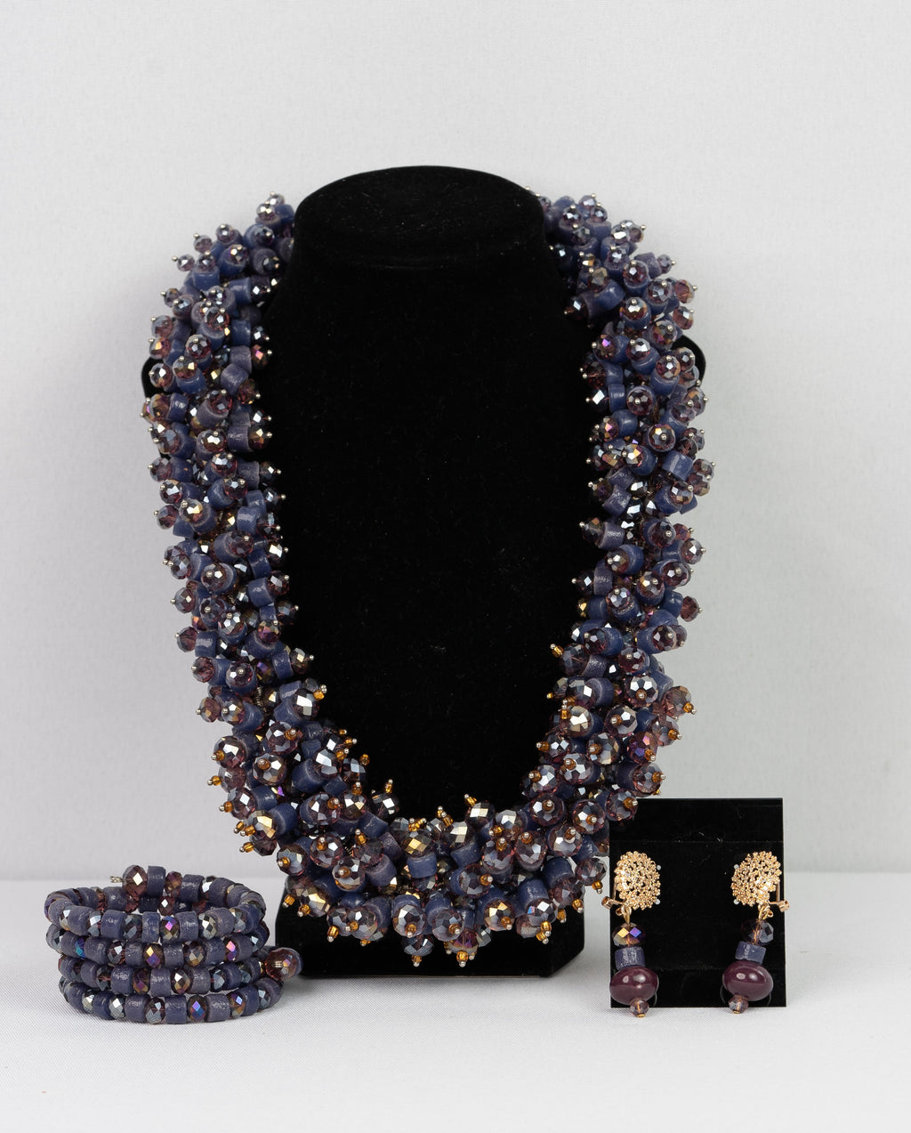 African Purple Beaded Jewelry set