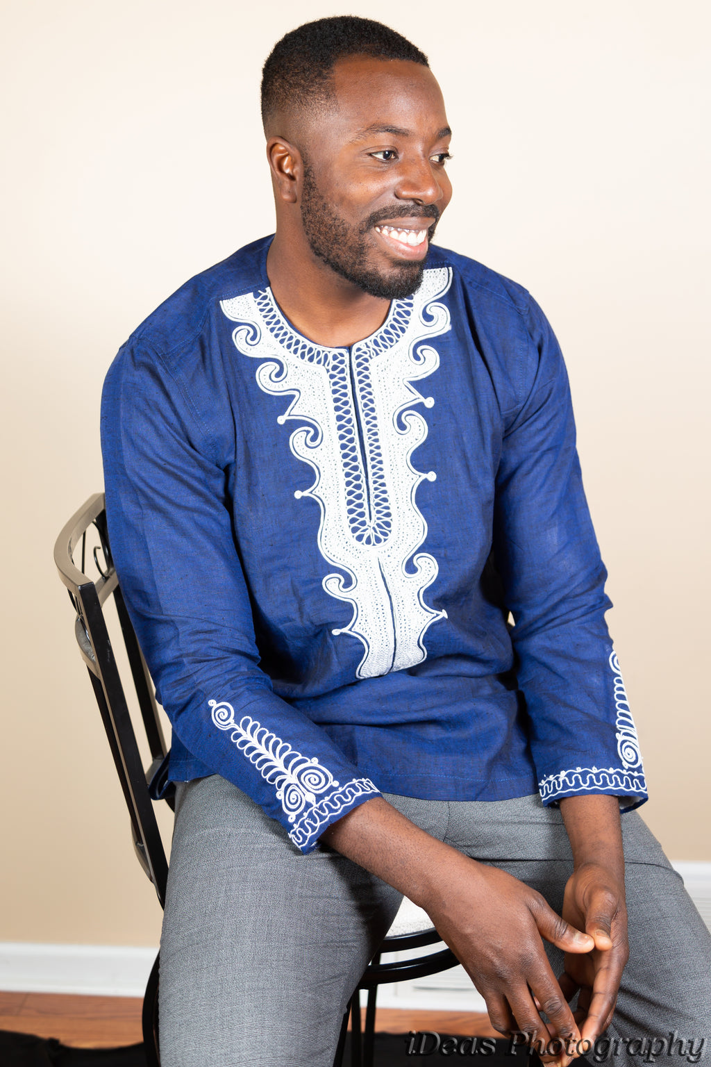 African Men's long sleeve shirt with embroidery